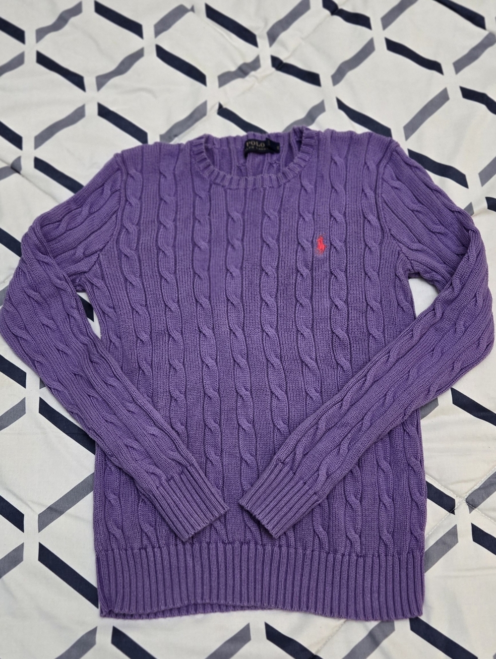 Ralph Lauren Women's Lavender Cable-Knit Crewneck Sweater